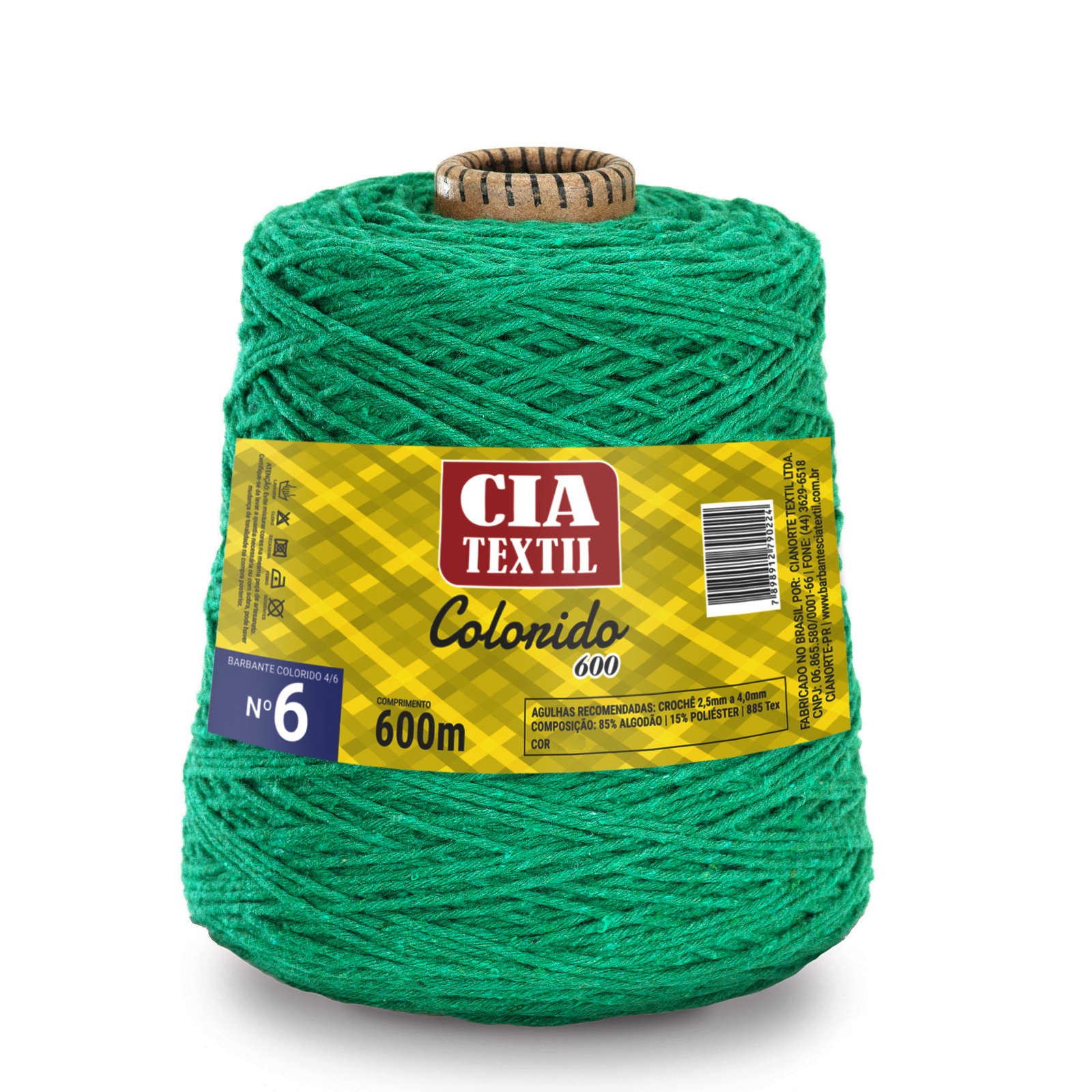 Barbante Colorido N°6 - 600m - Cia Textil - Verde Bandeira