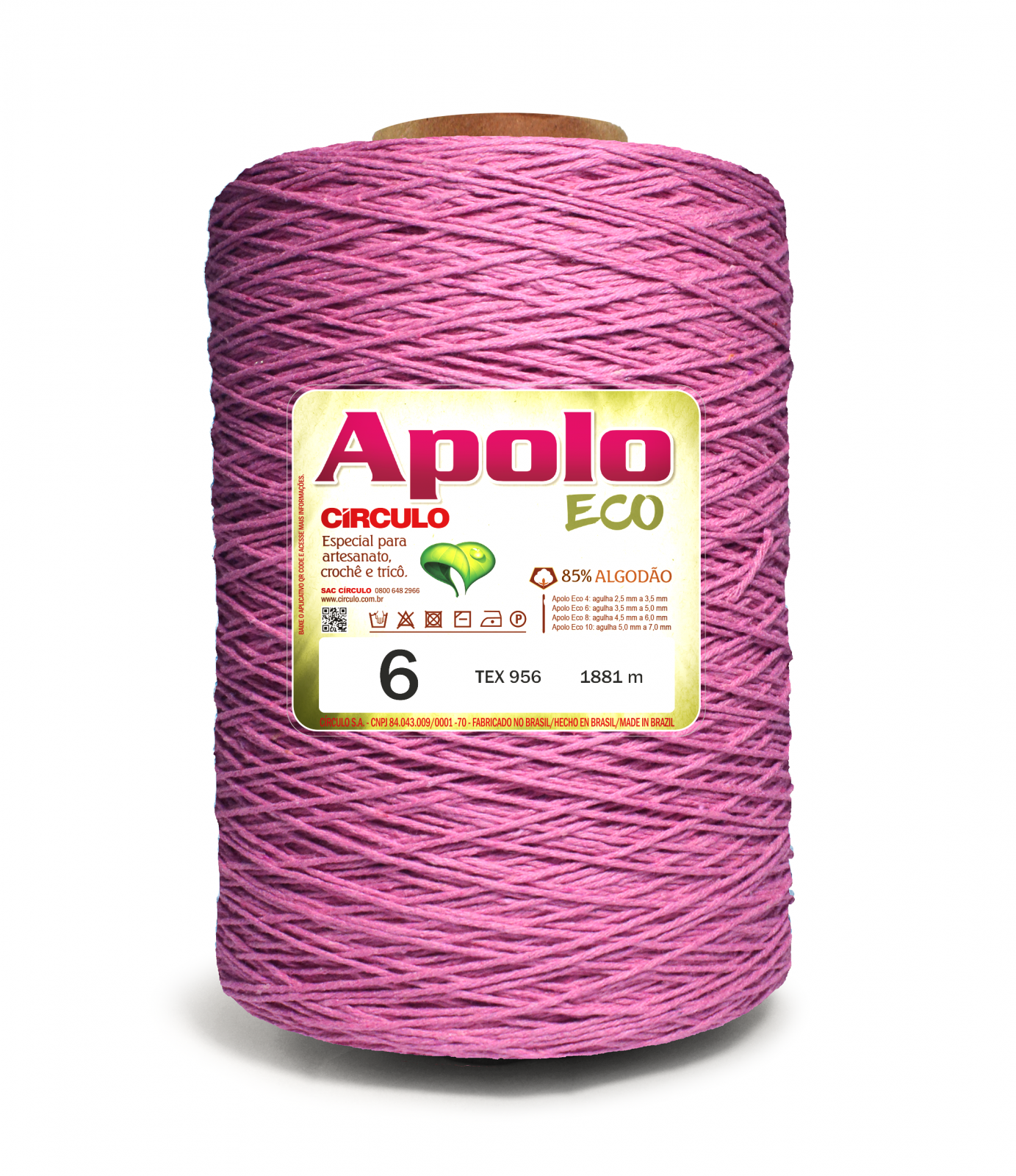 melo énoi #02.#04.#06.#08.#12.#14.#19　7色 Barbante Apolo Eco Nº6 - 1,800Kg - Círculo - 3182 - Pitaya