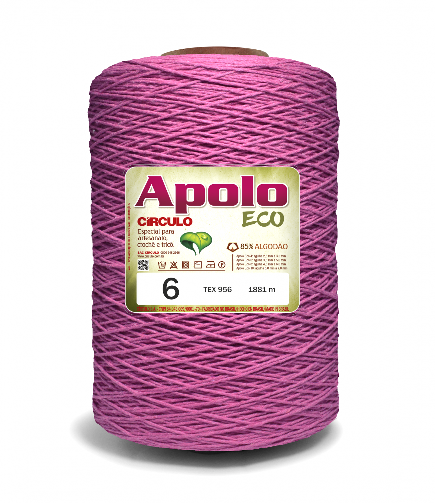 洋楽 Bapt/ no answer Barbante Apolo Eco Nº6 - 1,800Kg - Círculo - 6122 - Pink
