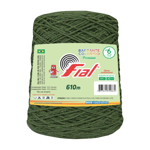 Barbante Colorido Premium N°6 - 610m - Fial - 46 - Verde Oliva