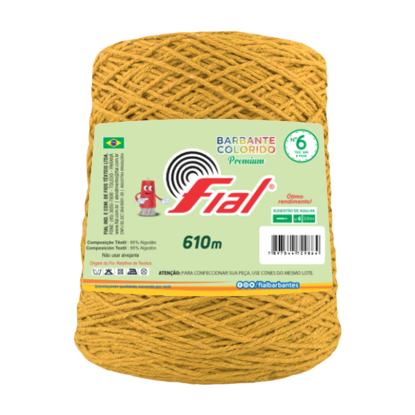 Barbante Colorido Premium N°6 - 610m - Fial - 16 - Mostarda