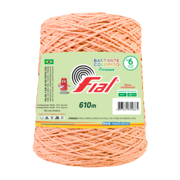 Barbante Colorido Premium N°6 - 610m - Fial - 65 - Salmão