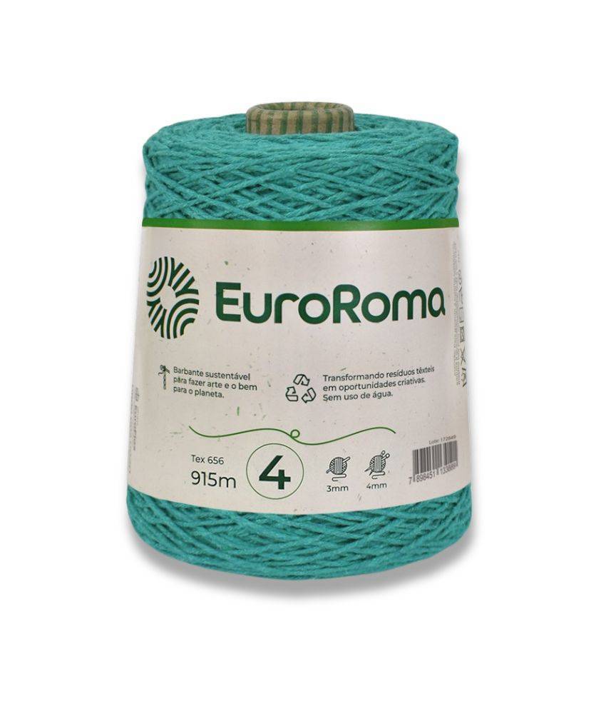 Barbante Nº4 Cores - 600g - EuroRoma - N°4 - 810 - Verde Água