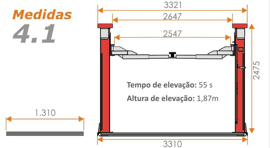 Elevador Automotivo 4100 kg 220V Trifásico Vermelho GP Moto - CASA DO FRENTISTA 