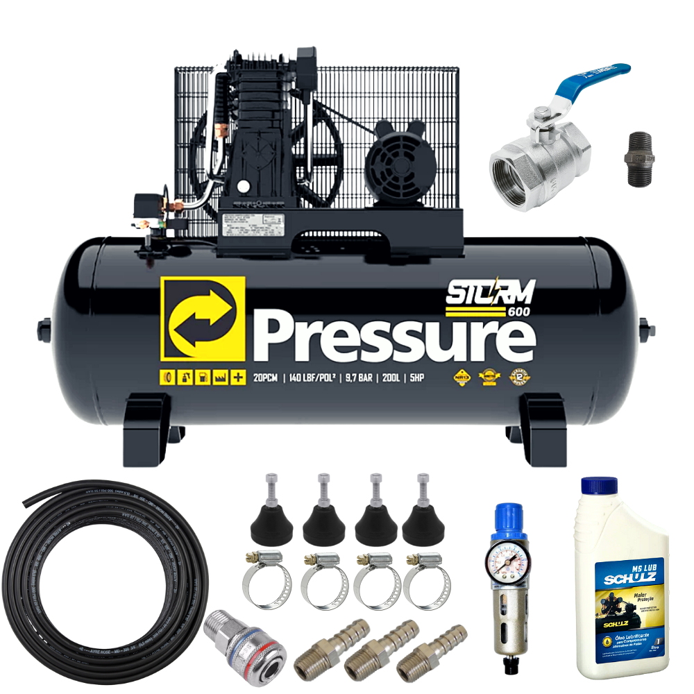 Kit Compressor de ar 20 Pés Completo Para Uso Industrial - CASA DO FRENTISTA 