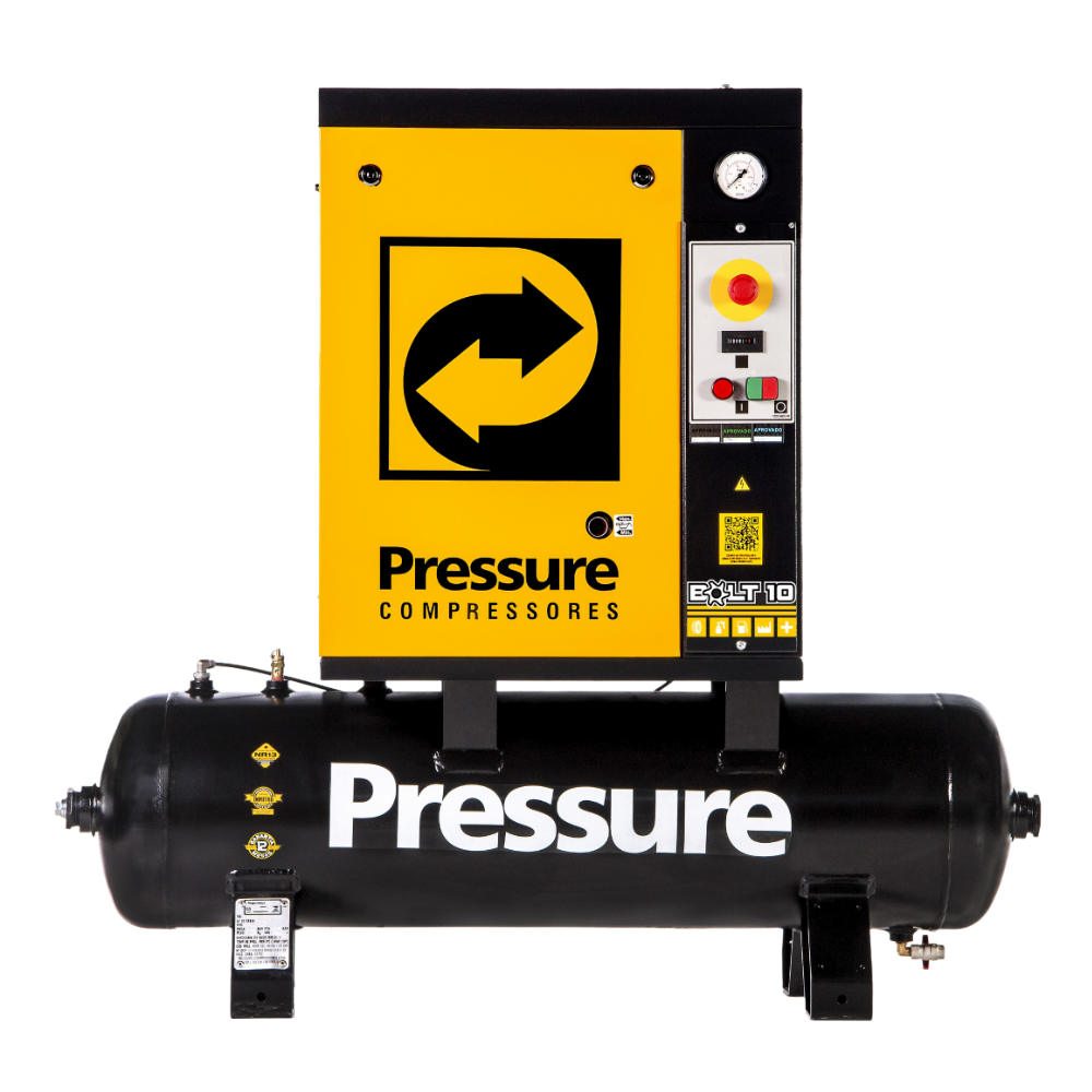 Compressor de Ar Parafuso 10HP 100L Trifasico Pressure  - CASA DO FRENTISTA 