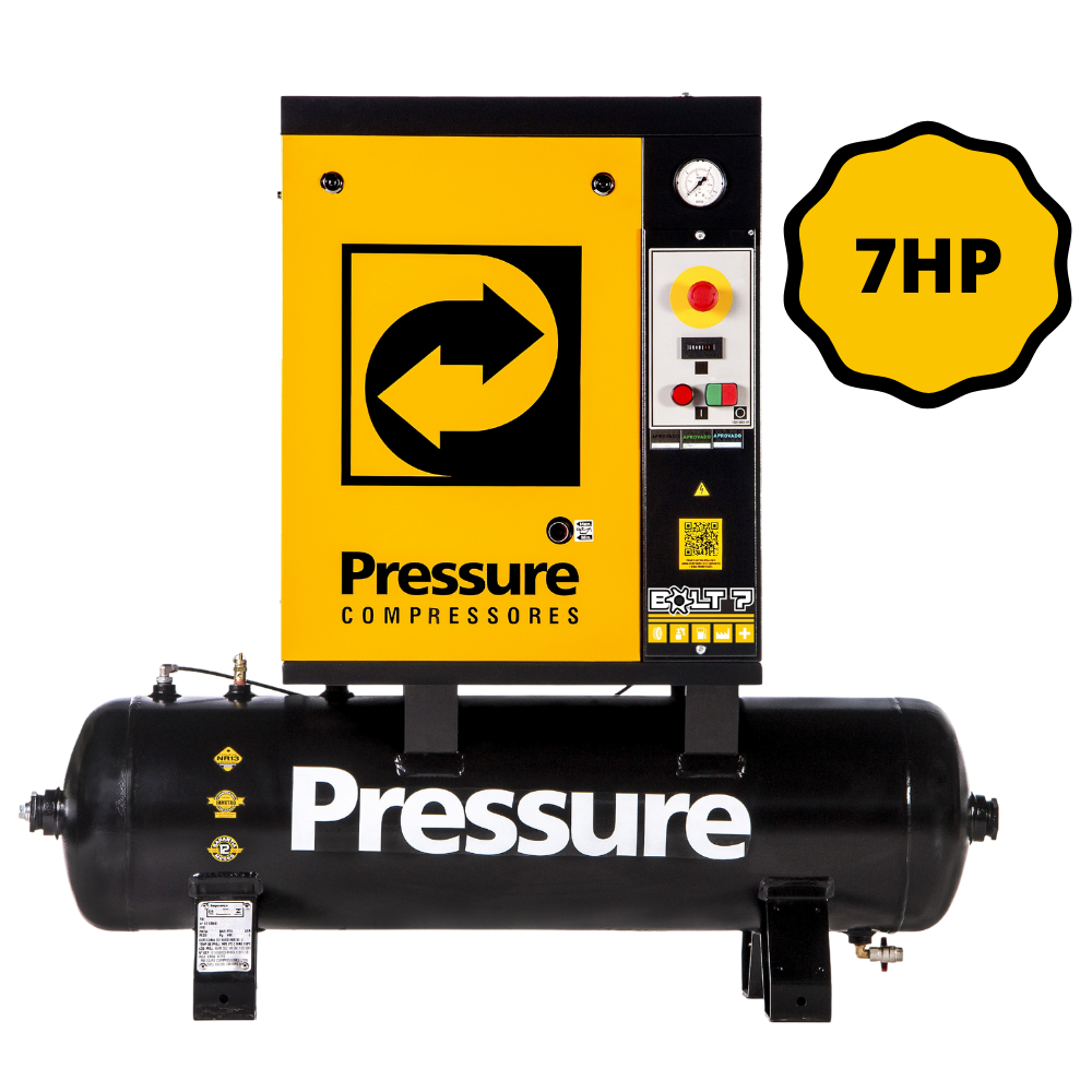 Compressor de Ar Parafuso 7,0HP 100L Trifásico Pressure  - CASA DO FRENTISTA 