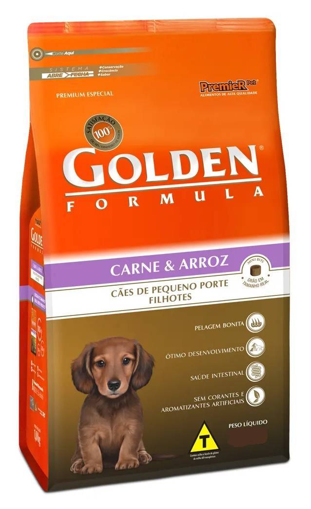 Golden Formula Filhotes Mini Bits Pqno Porte Carne/Arroz 3Kg