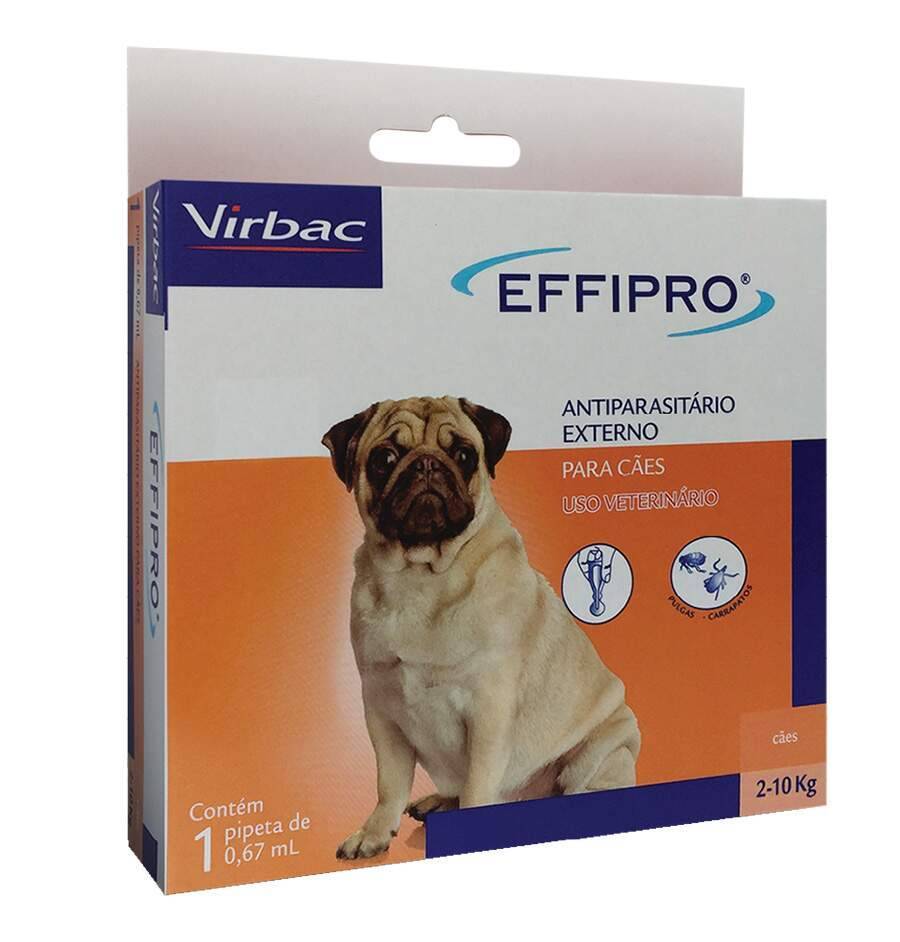 Antipulgas Effipro Virbac cães 2 a 10Kg 1 pipeta com 0,67ml.