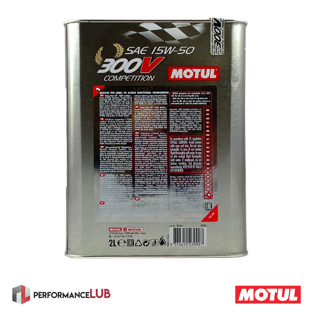 Motul 300V Competition 15W50 (API SX) - 2 litros - PerformanceLUB Lubrificantes Premium