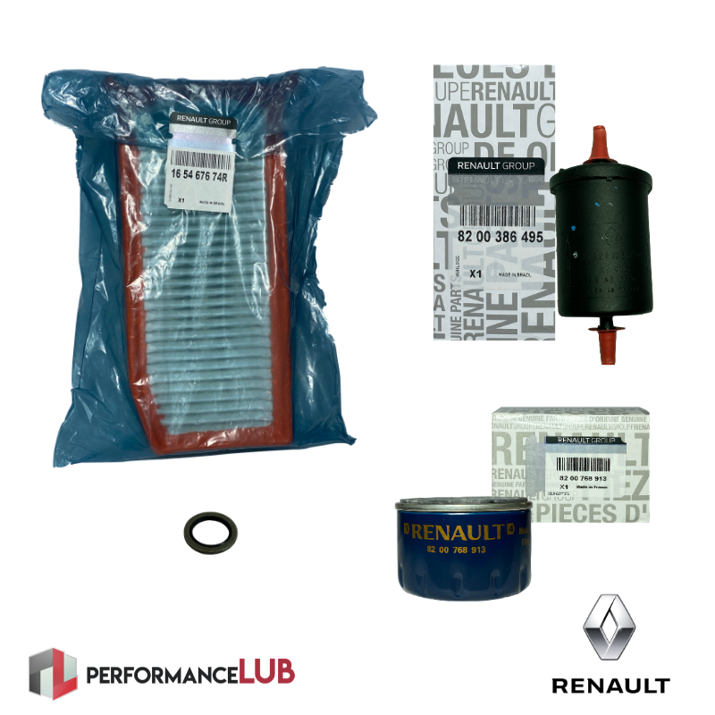 Kit filtros - Renault F4R - Filtros de óleo, ar, combustível + anel - PerformanceLUB Lubrificantes Premium