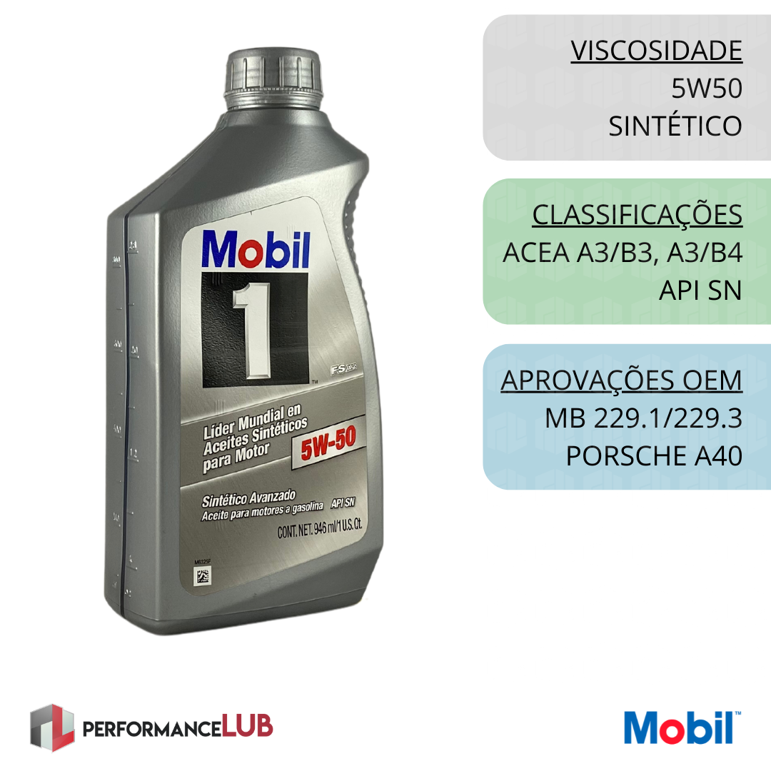 Mobil 1 FS X2 5W50 (API SN) - 946 ml - PerformanceLUB Lubrificantes Premium