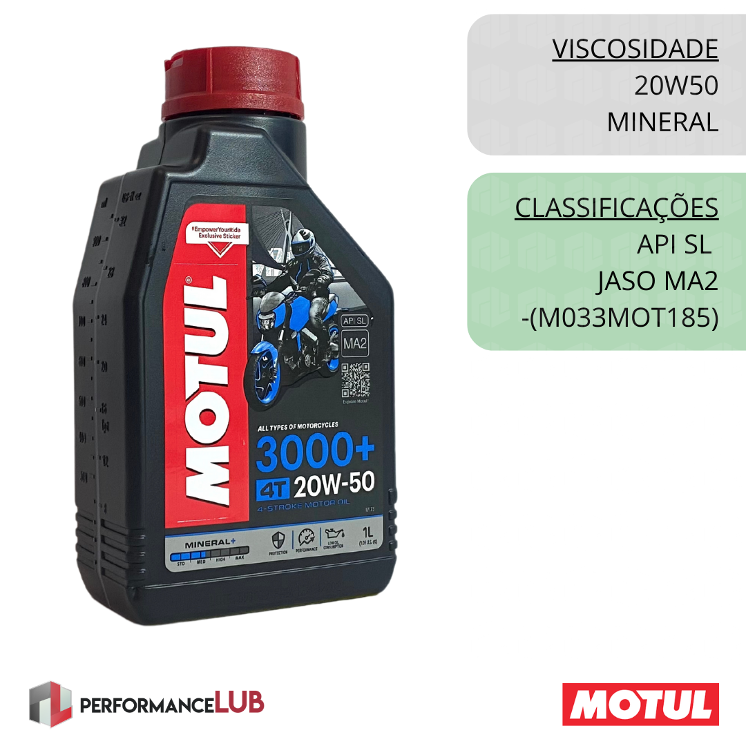 Motul 3000+ 4T 20W50 (API SL) - 1 litro - PerformanceLUB