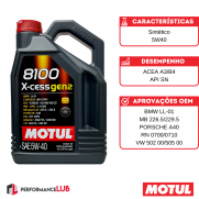 Motul 8100 X-cess gen2 5W40 (API SN) - 4 litros - PerformanceLUB