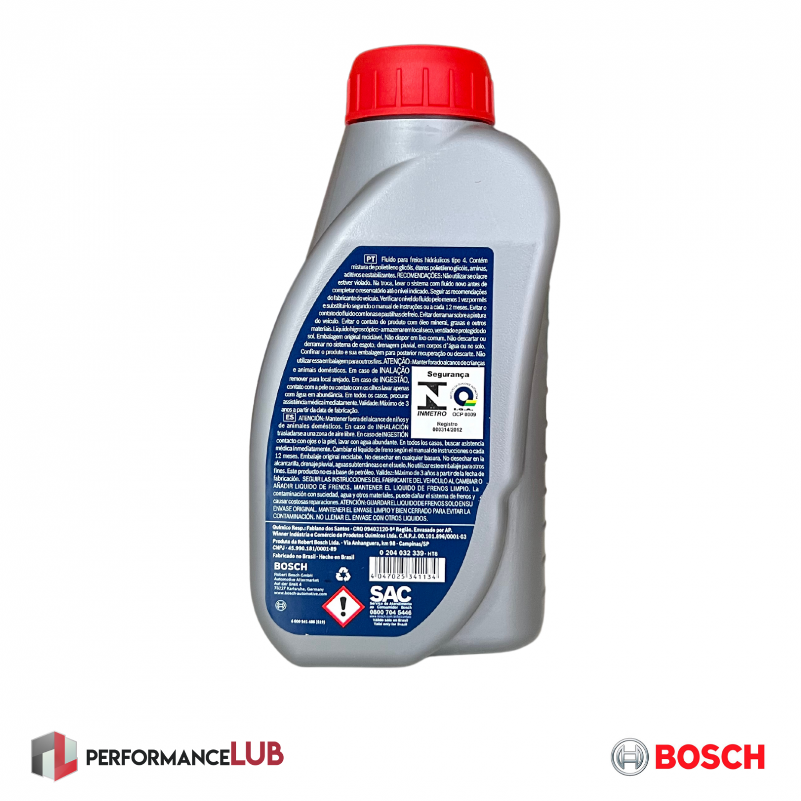 Bosch Fluido de Freio DOT 4 - 500 ml - PerformanceLUB Lubrificantes Premium