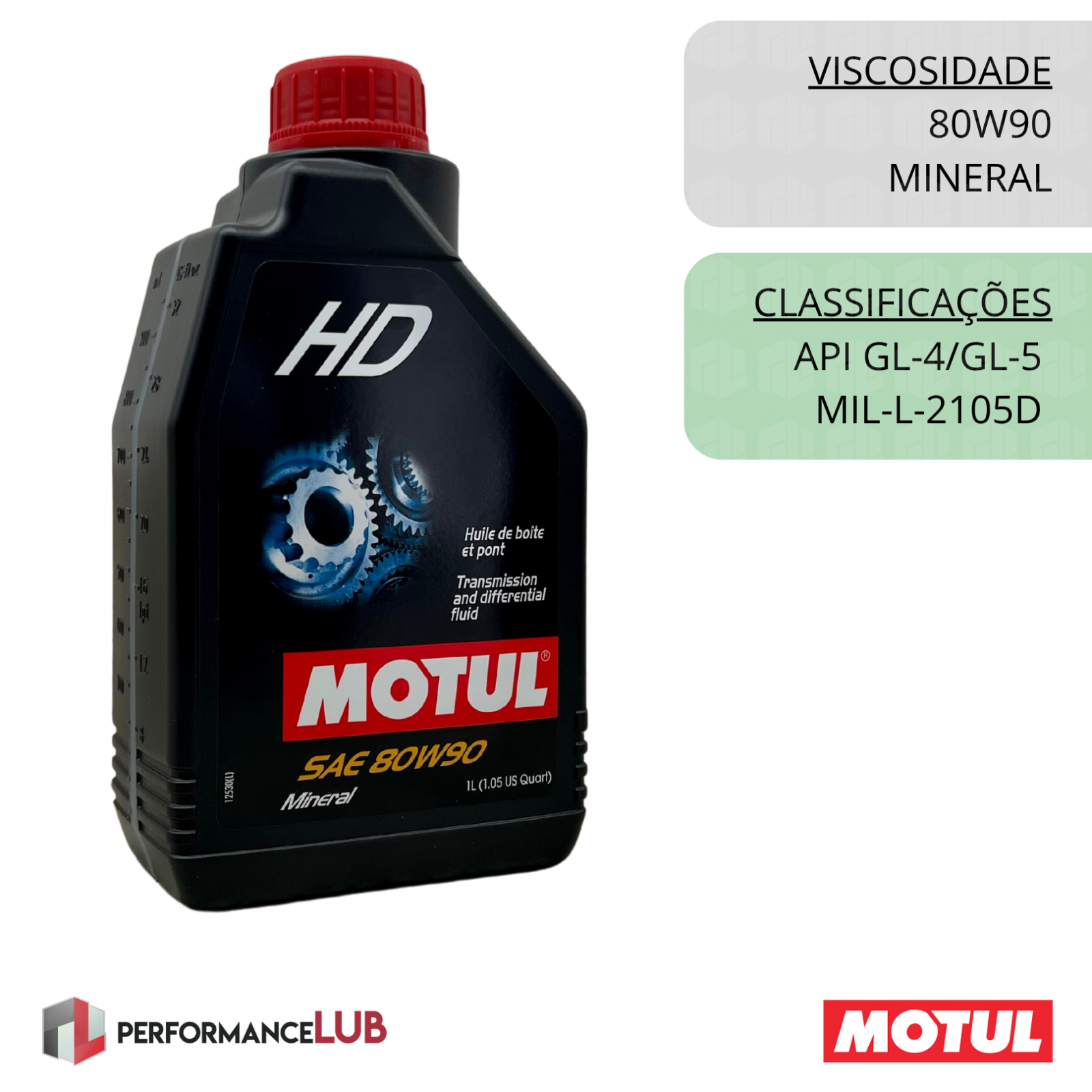Motul HD 80W90 (API GL-5) - 1 litro - PerformanceLUB Lubrificantes Premium