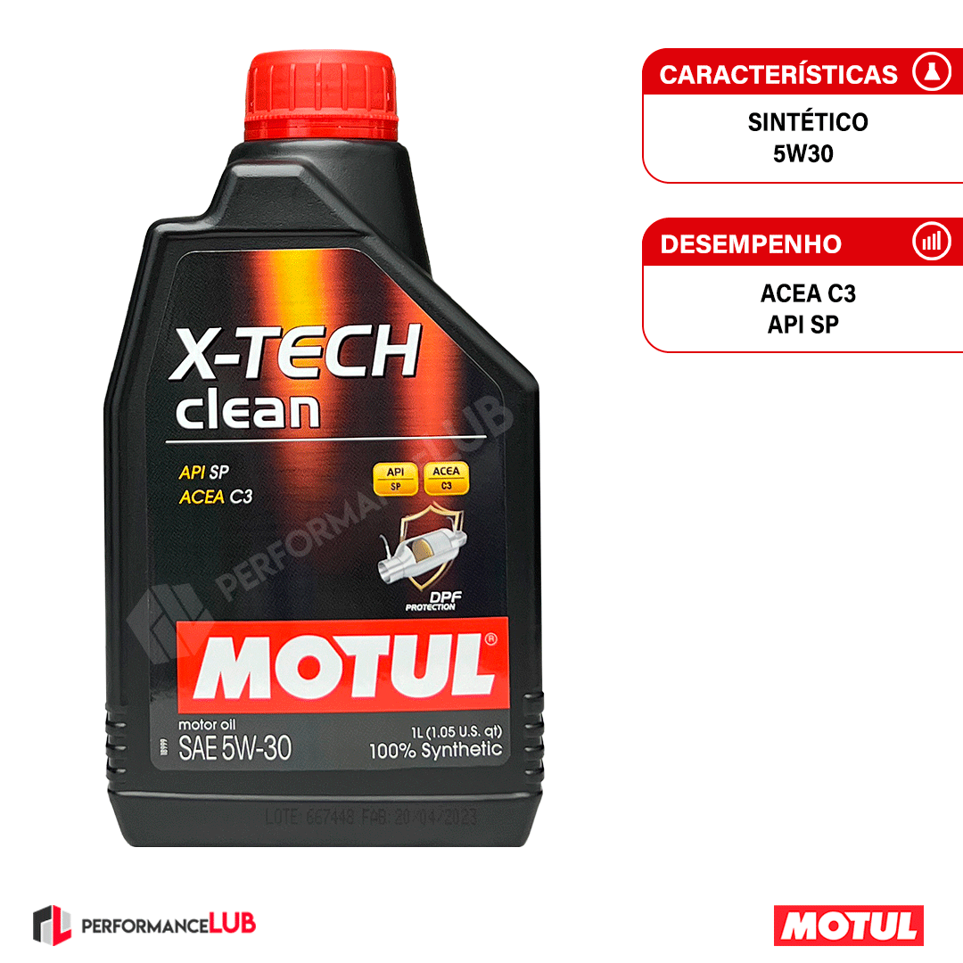 Motul X-TECH clean 5W30 (API SP) - 1 litro - PerformanceLUB Lubrificantes Premium