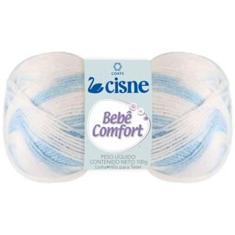 Lã Bebê Comfort cor 51 Mescla Azul e Branco