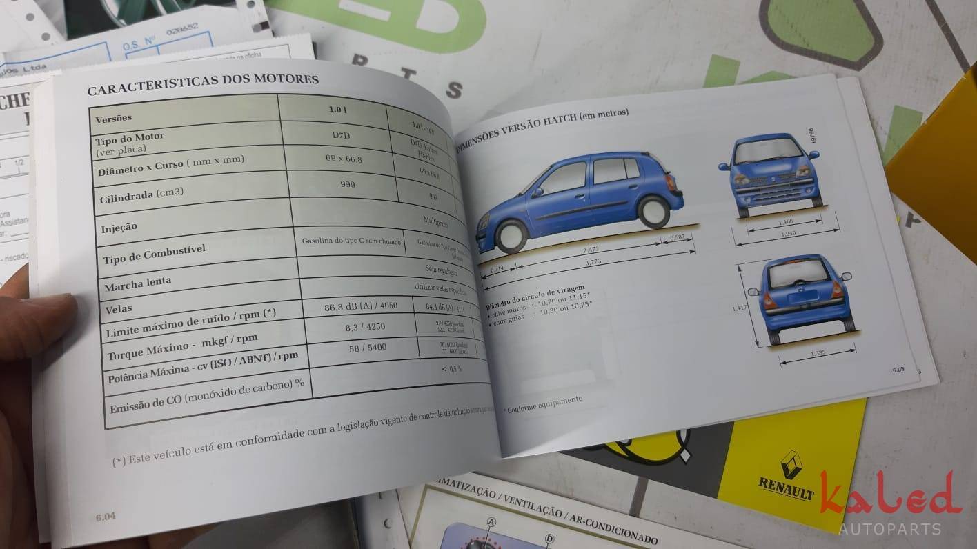 Conjunto manual do proprietário Renault Clio 1.0 16v 2010 - Kaled Auto Parts