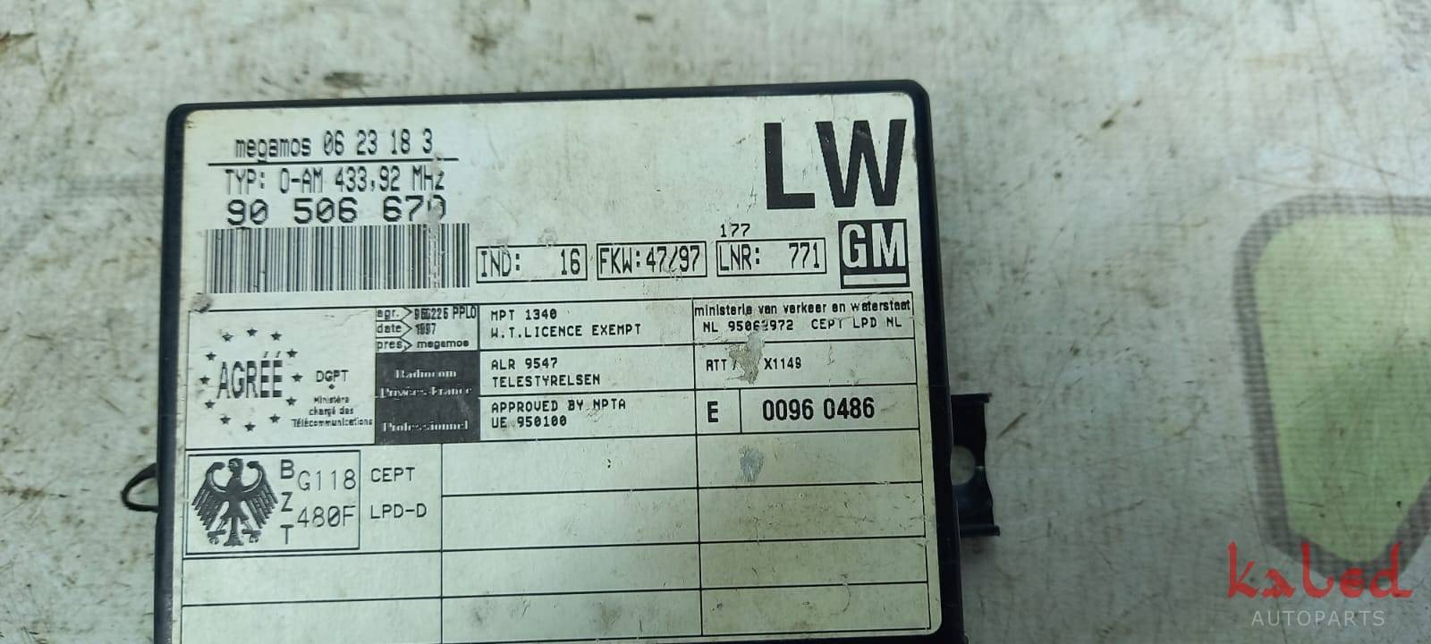 Módulo Central Alarme Gm Vectra 97-99 - Kaled Auto Parts
