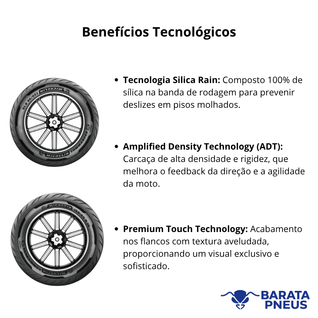 Combo de Pneus Michelin Commander 3 - 130/90-16 e 180/65-16