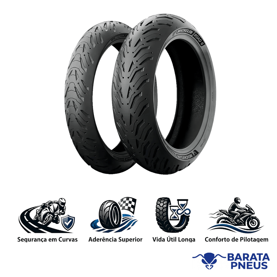 Combo de Pneus Michelin Road 6 120/70-ZR17 + 160/60-ZR17 - BARATA