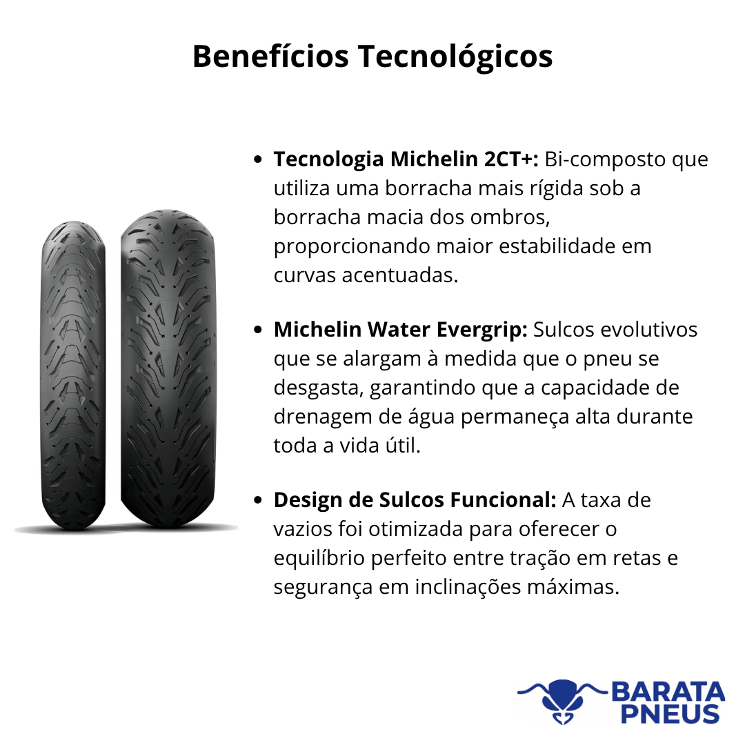 Combo de Pneus Michelin Road 6 120/70-ZR17 + 180/55-ZR17 - BARATA