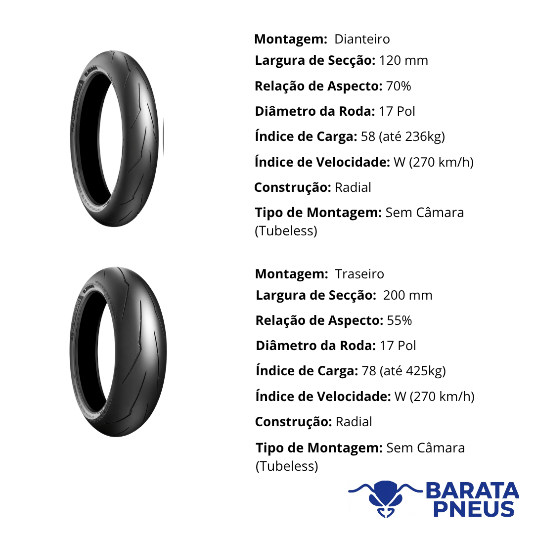 Combo de Pneus Pirelli Diablo Supercorsa SP V3 120/70-17 + 2