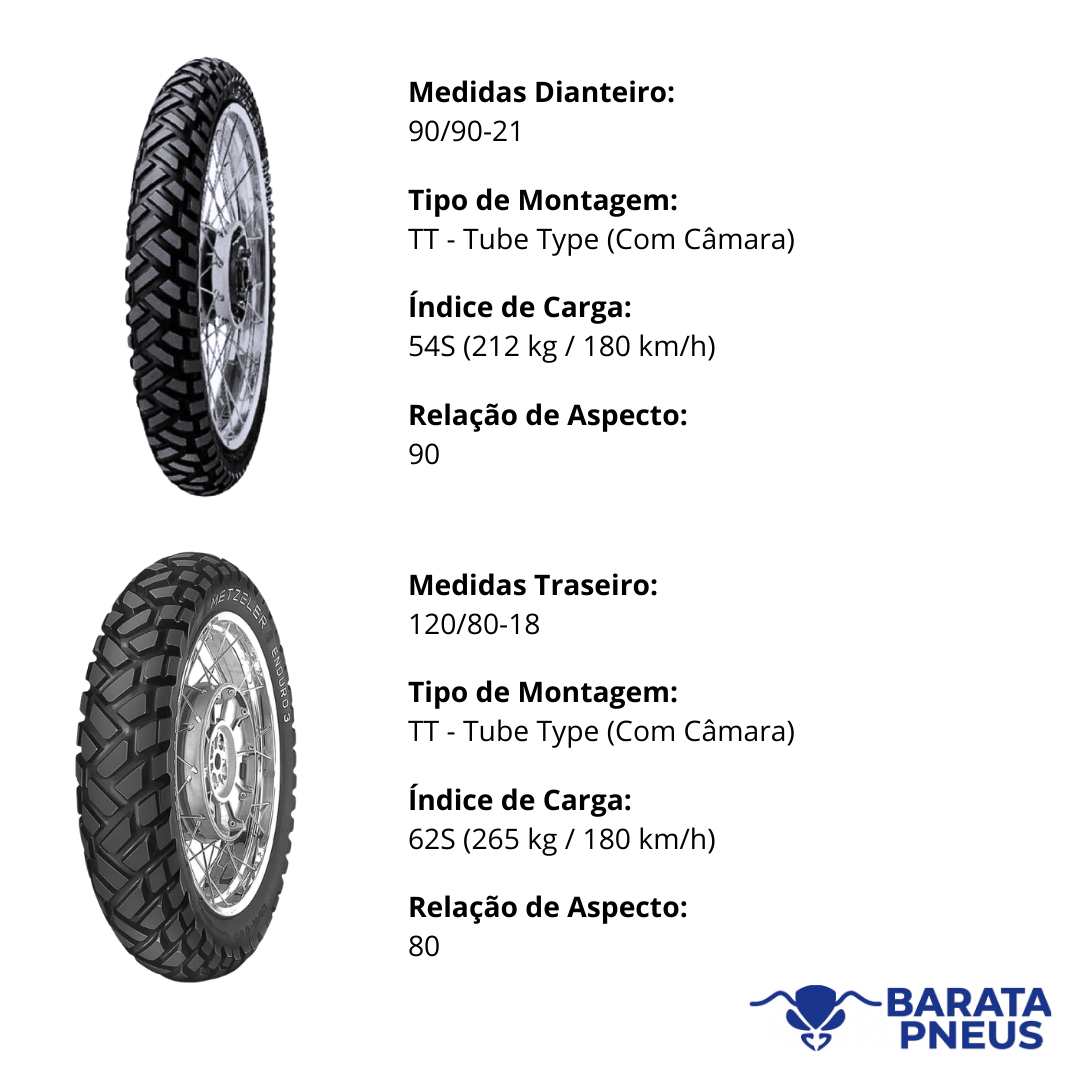 Combo de Pneus Metzeler Enduro 3 Sahara-90/90-21 + 120/80-18