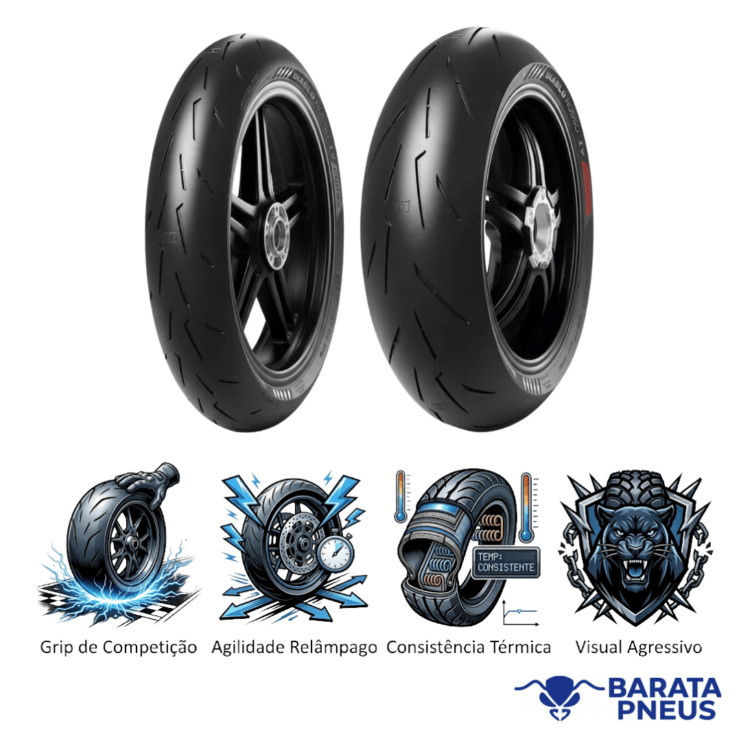 Combo de Pneus Pirelli Diablo Rosso 4 Corsa 120/70-17 e 190