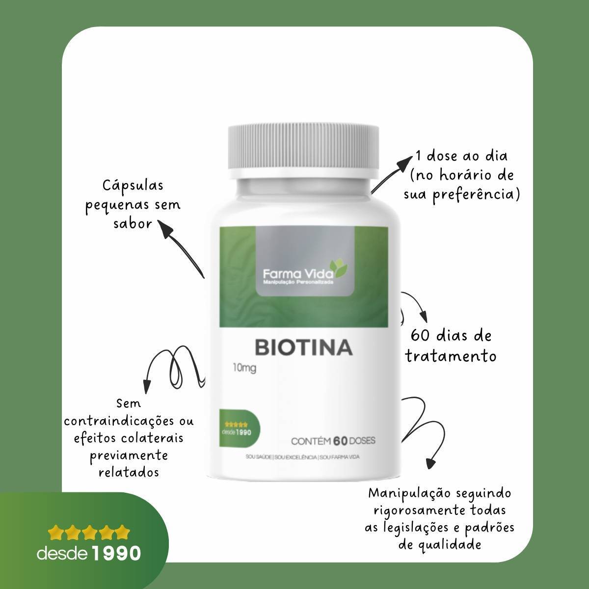 Biotina 10mg - 60 Doses