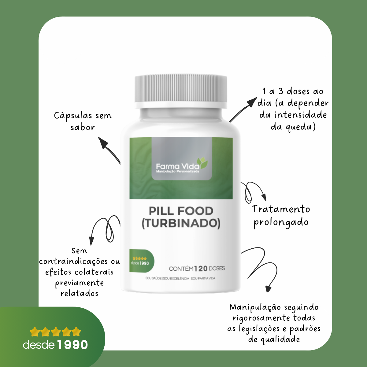 Pill Food Turbinado - 120 Doses