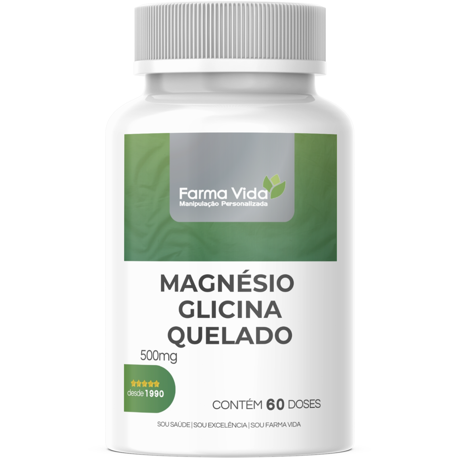 Magnésio Glicina Quelado 500mg - 60 Doses