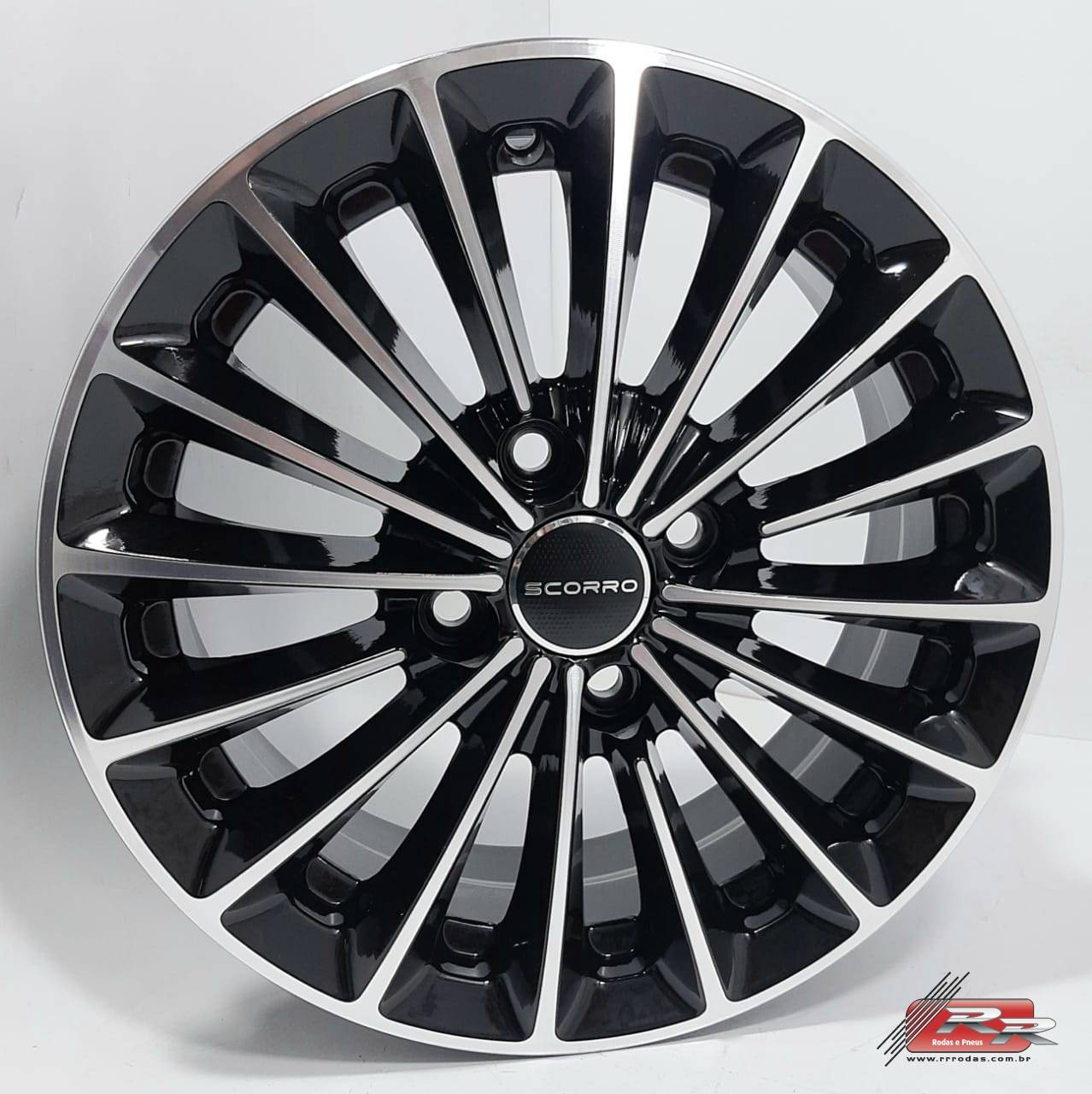 JOGO DE RODA S195 ESPORTIVA SCORRO 14X5 5 DIAMANTADO PRETO 4X100 ET 36 