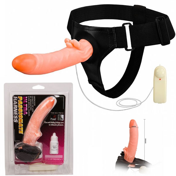 Pênis Oco 18x4cm Com Vibrador e Cinta Ajustável 