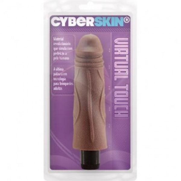 Pênis Cyber Skin Com Vibrador sem Escroto 16x4cm Cor Moreno - SEX SHOP CURITIBA