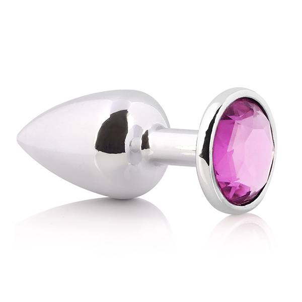 Plug Anal Metal Prata com Pedra Cores Diversas - SEX SHOP CURITIBA