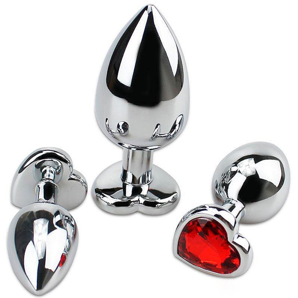 Plug Anal Metal com Pedra Corao Tamanho M - SEX SHOP CURITIBA