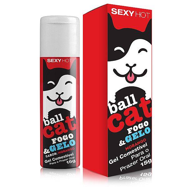 Ball Cat Fogo e Gelo Óleo de Massagem Corporal Comestível Sabor Morango - Usado Para Sexo Oral - SEX SHOP CURITIBA