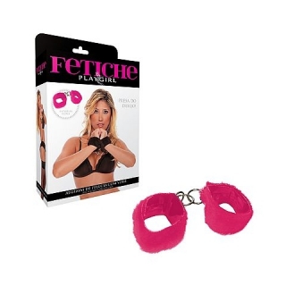 Algema de Pelúcia Com Vinil Fechadas Com Velcro Cor Rosa