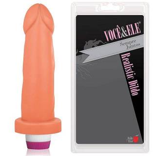 Pênis de Borracha Realístico Com Vibrador 17 x 4 cm - Cor Pele