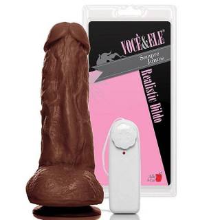 Pênis Kong com Escroto Ventosa e Vibrador 19,5 x 5,5 cm Cor Marrom