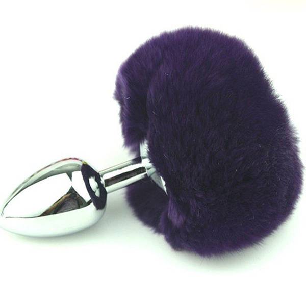 Plug Anal Com Pompom Hard Metal Prata - Roxo