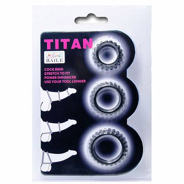 KIT com 3 Anéis Penianos Titan Preto Elástico - SEX SHOP CURITIBA