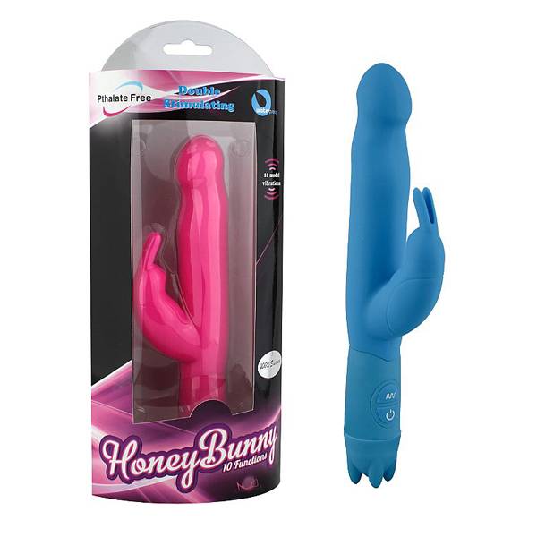 Vibrador Rabbit e Massageador Clitoriano Cor Azul 10 Vel