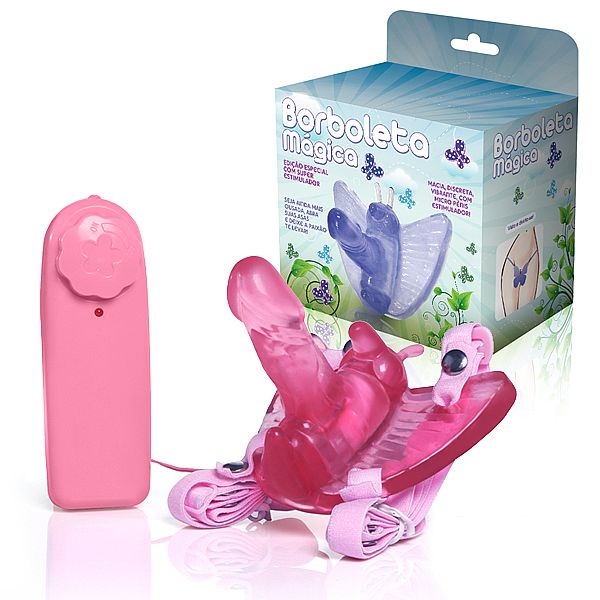Vibrador Butterfly Feminino Rosa Com Pênis Borboleta Mágica - SEX SHOP CURITIBA