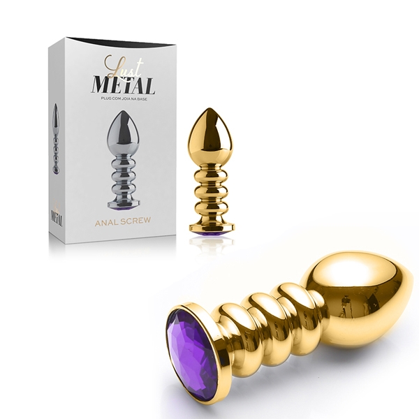 Plug Anal Metal Dourado Ondulado Com Pedra - SEX SHOP CURITIBA Plug Anal Metal Dourado Ondulado Com Pedra - SEX SHOP CURITIBA