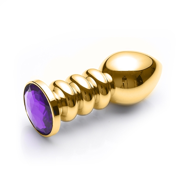 Plug Anal Metal Dourado Ondulado Com Pedra - SEX SHOP CURITIBA Plug Anal Metal Dourado Ondulado Com Pedra - SEX SHOP CURITIBA