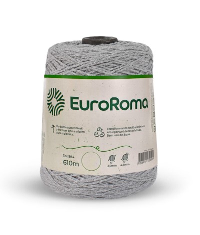 Barbante Nº6 Cores - 600g - EuroRoma - N°6 - 270 - Cinza