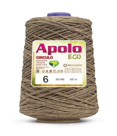 あらし　　3/4 Barbante Apolo Eco Nº6 - 600g - Círculo - 7466 - Castanha